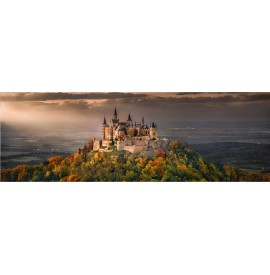Herrschaftliche Burg Hohenzollern. Art Fine - Panorama Wandbild Leinwand. Hohenzollern Burg