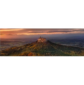 Burg Hohenzollern in Baden Württemberg mit Mond. Fine Art Wandbild Leinwand.  - Burg Hohenzollern