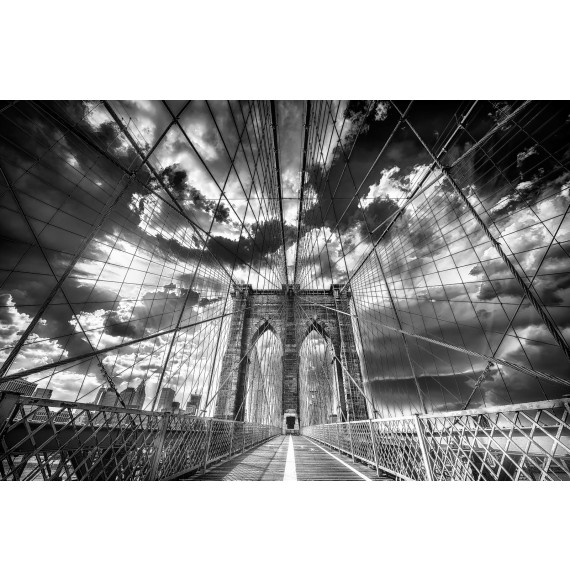 Brooklyn Bridge in Manhatten / New York . Fine Art Wandbild Schwarz-Weiss.  - New York