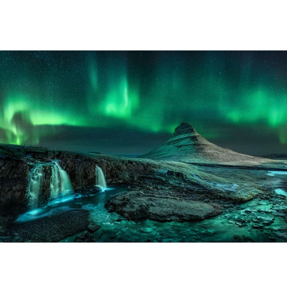 Polarlicht Aurora Borealis Nordlich auf Island . Fine Art Wandbild  Leinwand. - Island