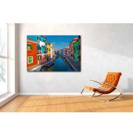 Insel Burano bei Venedig Leinwand. Häusern. - mit bunten Venedig Fine Art Wandbild