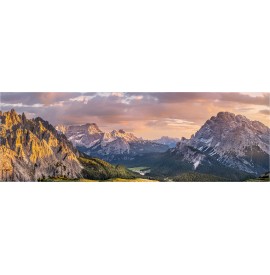 Dolomiten bei Villnöss mit Alpenpanorama. Panorama Wandbild Leinwand. -  Dolomiten